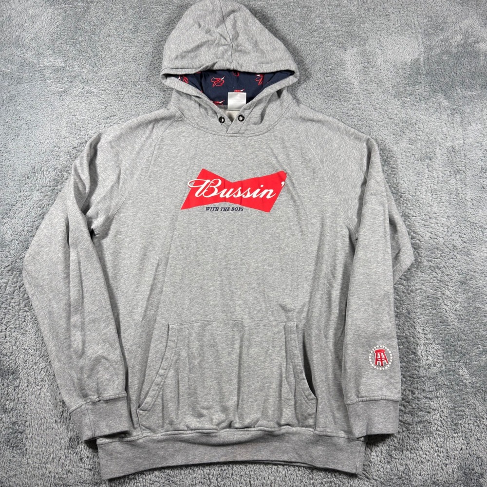 Barstool Sports Hoodie Mens XL Gray Bussin With The Boys Graphic Sweatshirt